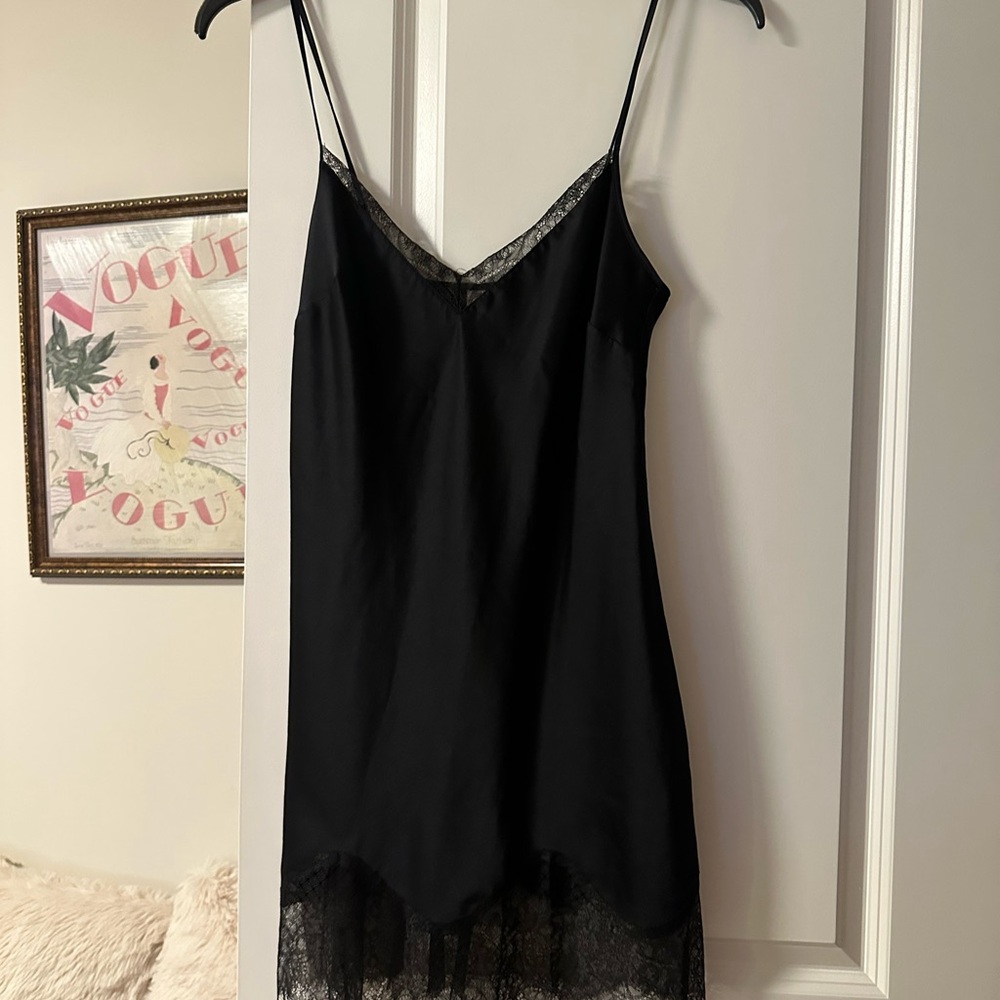 Victoria Secret Black Lace-Trim Slip Dress S - Women Intimates & Sleepwear